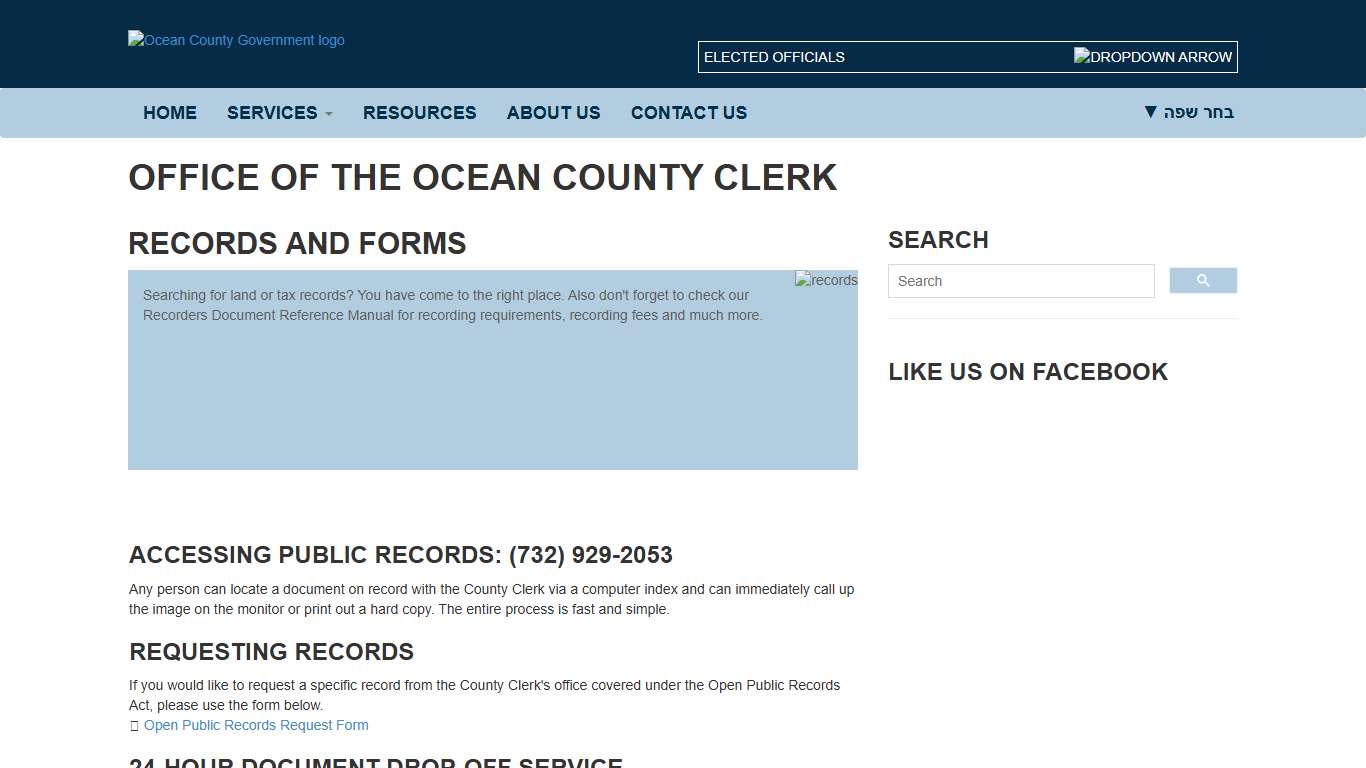 Records and Forms Office of the Ocean County Clerk